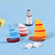 Himi Teraryum Objeleri 3'lü Yelkenli Tekne Plastik Teraryum Obje Minyatür Obje Teraryum Aksesuar Saksı Süsü