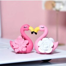 Himi Teraryum Objeleri 2'li Flamingo Teraryum Malzemeleri Saksı Süsleri Plastik Teraryum Objeleri