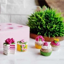 Himi Teraryum Objeleri 5'li Cupcake ve Pasta Plastik Teraryum Obje Minyatür Obje Figür Aksesuar Teraryum Malzemeleri