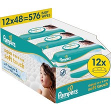 Prima Pampers Aqua Soft Touch %99 Su Içeren Parfümsüz Bebek Islak Mendil-Havlu 12X48, 576 Yaprak