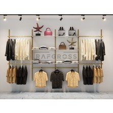 RAFGROSS Ahşap Askılık Sistemi – Mağaza ve Butik Raf Sistemi – Giyinme Odası Raf Sistemi 365 × 200 cm