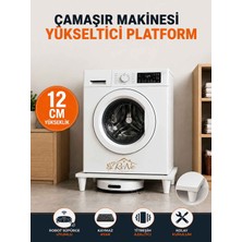 Rene Home Çamaşır Makinesi Yükseltici Platform (Beyaz)  60X60X12 cm Robot Süpürge Uyumlu Titreşim Azaltıcı