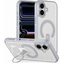 Apple iPhone 16 Plus Uyumlu Kılıf Zebana Coolring M-Safe Silikon Kılıf Gri