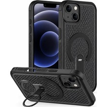Apple iPhone 15 Uyumlu Kılıf Zebana Coolring M-Safe Silikon Kılıf Siyah