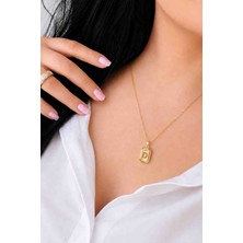 River Accessories Vıp Taş Detaylı Gold Harf Kolye