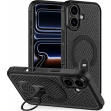 Apple iPhone 17 Uyumlu Kılıf Zebana Coolring M-Safe Silikon Kılıf Siyah
