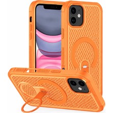 Apple iPhone 11 Uyumlu Kılıf Zebana Coolring M-Safe Silikon Kılıf Turuncu