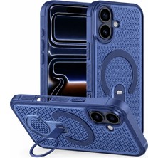 Apple iPhone 16 Plus Uyumlu Kılıf Zebana Coolring M-Safe Silikon Kılıf Lacivert