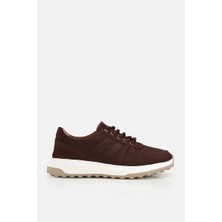 Yaya By Hotiç Erkek Kahverengi Nubuk Deri Bağcık Detaylı Sneaker