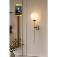 Ömür Avize Yonca Camlı Gold Cubuklu Pıllı Aplik