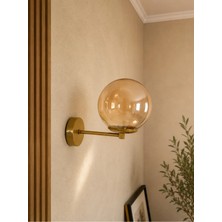 Ömür Avize Simge Eskitme Gold Kollu Globe Camlı Aplik