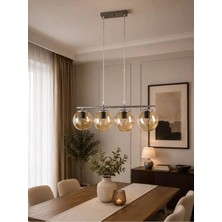 Ömür Avize Roma Gri Kasa Globe Camlı 4lü Modern Tasarım
