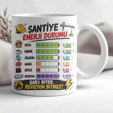 AJAN313 Şantiye Enerji Durumu Şarj Biter Revizyon Bitmez Baskılı Seramik Kupa – Komik Meslek Kupası
