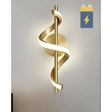 Ömür Avize Model Pilli Tak Çalıştır Eskitme Gold Beyaz LED Aplik Pil Dahil Yatak Odası Salon