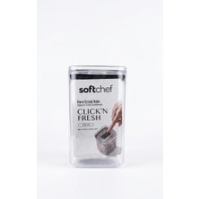 Proalet Softchef Click'n Fresh Hava Geçirmez Kare Plastik Erzak Kabı 1400 ml - Vakumlu Tek Tuş Kapaklı Şeffaf Plastik Bakliyat, Un ve Şeker Saklama Kabı, Bpa Içermez (10,5X10,5X17,5CM)