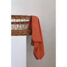 Cigit Dantel Işlemeli Tekkat Organik Müslin Battaniye 100X100 cm +/- 3 cm Rust