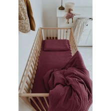 Cigit Keseli Organik Müslin Nevresim Takımı 100X135 cm +/ - 3cm Çarşaf 120X150 Yastık 35X45 cm Mürdüm