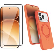 Vendas Honor 600 Pro 5G Kılıf M-safe Şarj Özellikli Standlı Zore Samara Kapak + Cam Ekran Koruyucu