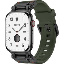 Apple Watch 7 45MM KRD-101 Titanyum Metal Başlıklı Şık Yumuşak Konforlu Silikon Kordon