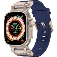Apple Watch Ultra 49MM KRD-101 Titanyum Metal Başlıklı Şık Yumuşak Konforlu Silikon Kordon
