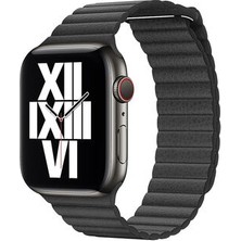 Apple Watch 38MM Mıknatıslı Suya Dayanıklı Lop Şık Zarif Deri Kordon KRD09