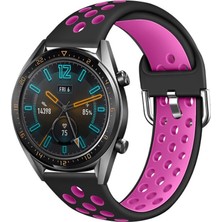 Huawei Watch Gt 2 46MM Çift Renkli Esnek Delikli Yumuşak Konforlu Silikon Kordon KRD10