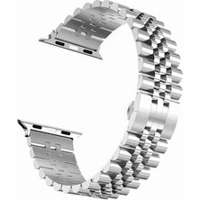 Apple Watch 44MM Çift Renkli Katlanabilir Klasik Şık Sağlam Metal Kordon KRD36