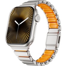 Apple Watch 10 42MM 7 Premium Metal Tokalı Yumuşak Konforlu Silikon Kordon 41MM KRD-149