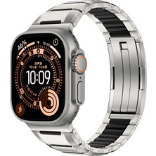 Apple Watch 44MM KRD-155 Hibrit Metal Yumuşak Konforlu Silikon Saat Kordonu