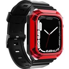 Apple Watch 7 45MM Sert Kasa Koruyuculu Şık Yumuşak Konforlu Silikon Kordon KRD88