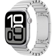 Apple Watch 44MM Parça Çizgi Tasarımlı Ayarlanabilir Yapılı Şık Sağlam Metal Kordon KRD35