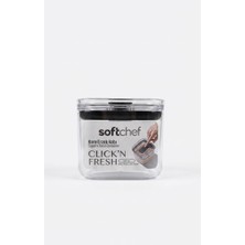 Proalet Softchef Click'n Fresh Hava Geçirmez Kare Plastik Erzak Kabı 700 ml - Vakumlu Tek Tuş Kapaklı Şeffaf Plastik Bakliyat, Un ve Şeker Saklama Kabı, Bpa Içermez (10,5X10,5X9CM)