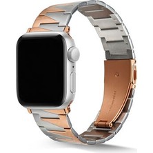 Apple Watch 7 41MM Zikzak Şeritli Katlanabilir Şık Sağlam Metal Kordon KRD48