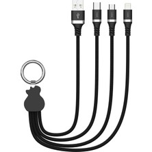 X-Level XCC8400 12W 2.2A 3'ü 1 Arada Hızlı Şarj Kablosu - 30 CM Hasır USB-A to Micro/Type-C/Lightning