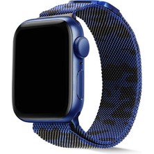 Apple Watch 42MM Kamuflaj Desenli Hasır Örgü Şık Sağlam Metal Kordon KRD40