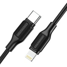 Borofone BX42 PD 20W Type-C to Lightning Silikon Hızlı Şarj ve Data Kablosu - 3A - 1m - Siyah