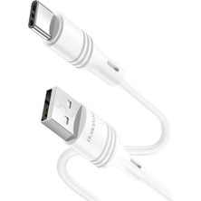 Borofone 3.0A Hızlı Şarj USB - Type-C Veri ve Şarj Kablosu - 1 Metre Beyaz -Yeni Nesil Android ve iPhone Uyumlu