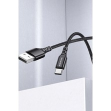 Borofone BX54 Örgülü 2.4A Type-C Hızlı Şarj ve Data Kablosu 1m - Siyah