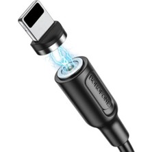 Borofone BX41 Mıknatıslı (Manyetik) iPhone Uyumlu Lightning Şarj Kablosu - 2.4A - 1m - Siyah