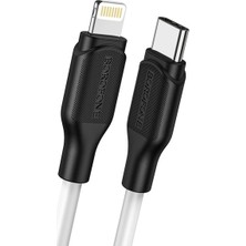 Borofone BX42 PD 20W Type-C to Lightning Silikon Hızlı Şarj ve Data Kablosu - 3A - 1m - Beyaz
