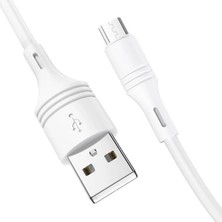 Borofone 2.4A Hızlı Şarj Destekli Micro-USB Veri ve Şarj Kablosu - 1 Metre Beyaz