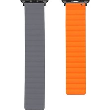Apple Watch 7 45MM Çift Renkli Katlanabilir Şık Zarif Deri Kordon KRD52