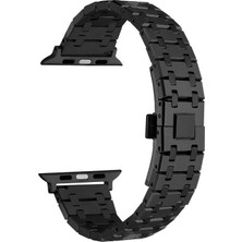 Apple Watch 38MM Şerit Tasarımlı Klipsli Şık Sağlam Metal Kordon KRD83