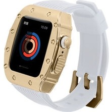 Apple Watch 44MM Metal Gövdeli Şık Zarif Deri Kordon KRD65