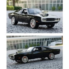 LRS Store Premium 1970 Dodge Charger Sesli ve Işıklı Özel Standlı 1/24 Ölçek Fast And Furius  Oyuncak Araba, Metal Döküm Retro Model Araba