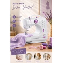 Masling Mini Dikiş Makinesi 12 Desenli Pedallı Ev Tipi DM01 Beyaz Yeni Model