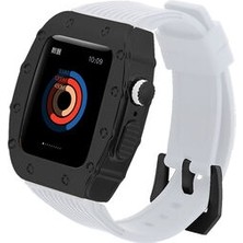 Apple Watch 7 45MM Metal Gövdeli Şık Zarif Deri Kordon KRD65