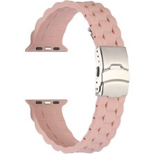 Apple Watch 38MM Metal Tokalı Ayarlanabilir Yapılı Soft Yumuşak Konforlu Silikon Kordon KRD72