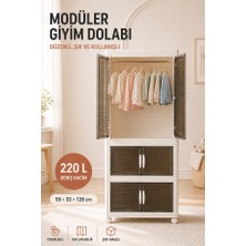 Begin Power 220 L Modüler Giyim Dolabı Tekerlekli Katlanabilir 3 Bölmeli Çok Amaçlı Gardırop