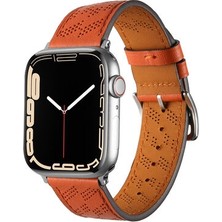 Apple Watch 7 41MM Metal Tokalı Şık Zarif Deri Kordon KRD76